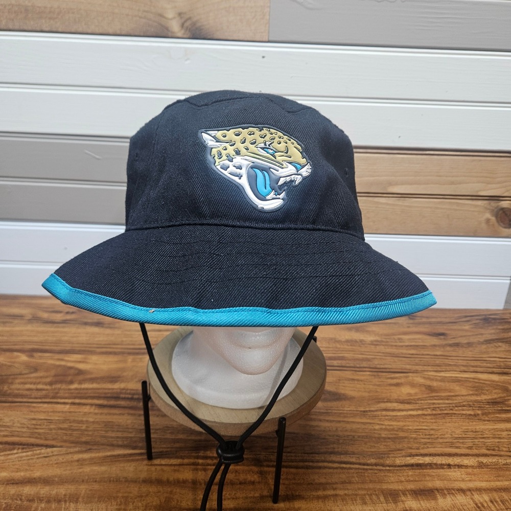 New Era Jacksonville Jaguars NFL Bucket Hat Black Teal Adjustable Chin Strap